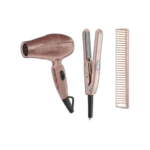 Combo Secador Y Mini Plancha + Cepillo Oro Rosado