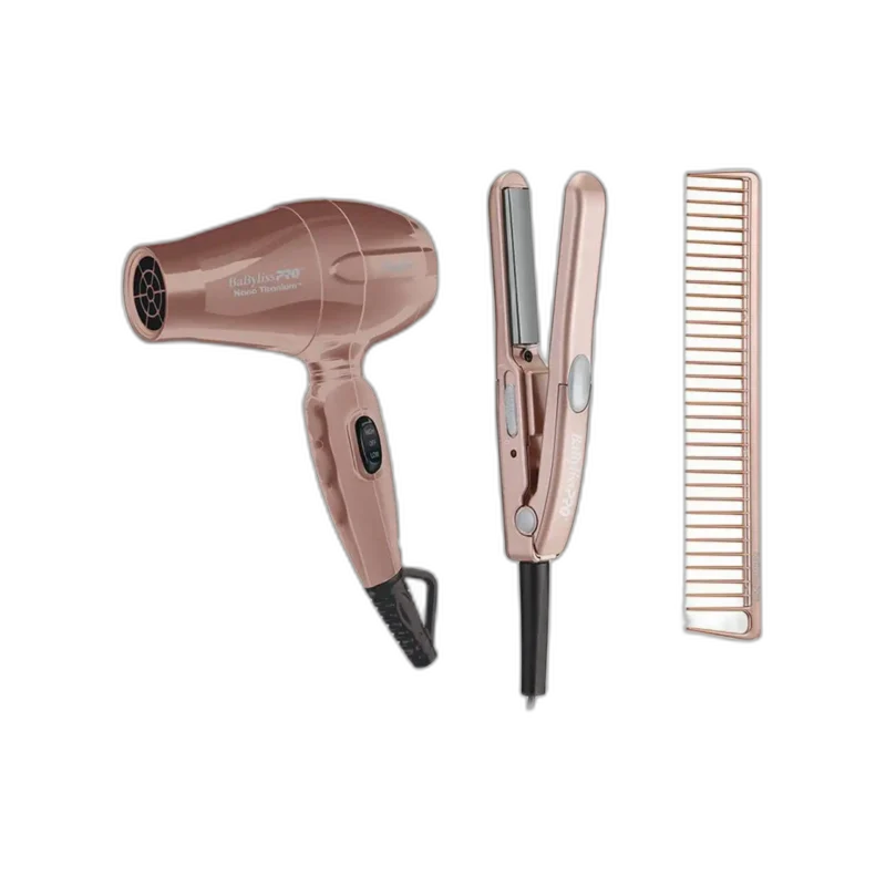 Combo Secador Y Mini Plancha + Cepillo Oro Rosado