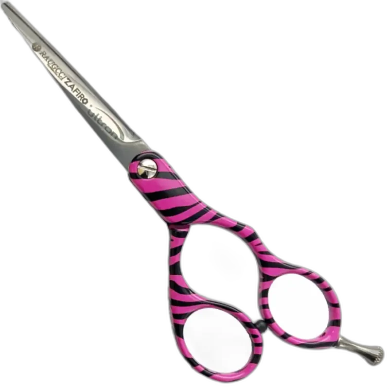 Tijeras Raugcci Línea Profesional Zafiro Diseños 5,5 Pulgadas Deslizante Zebra Rosada
